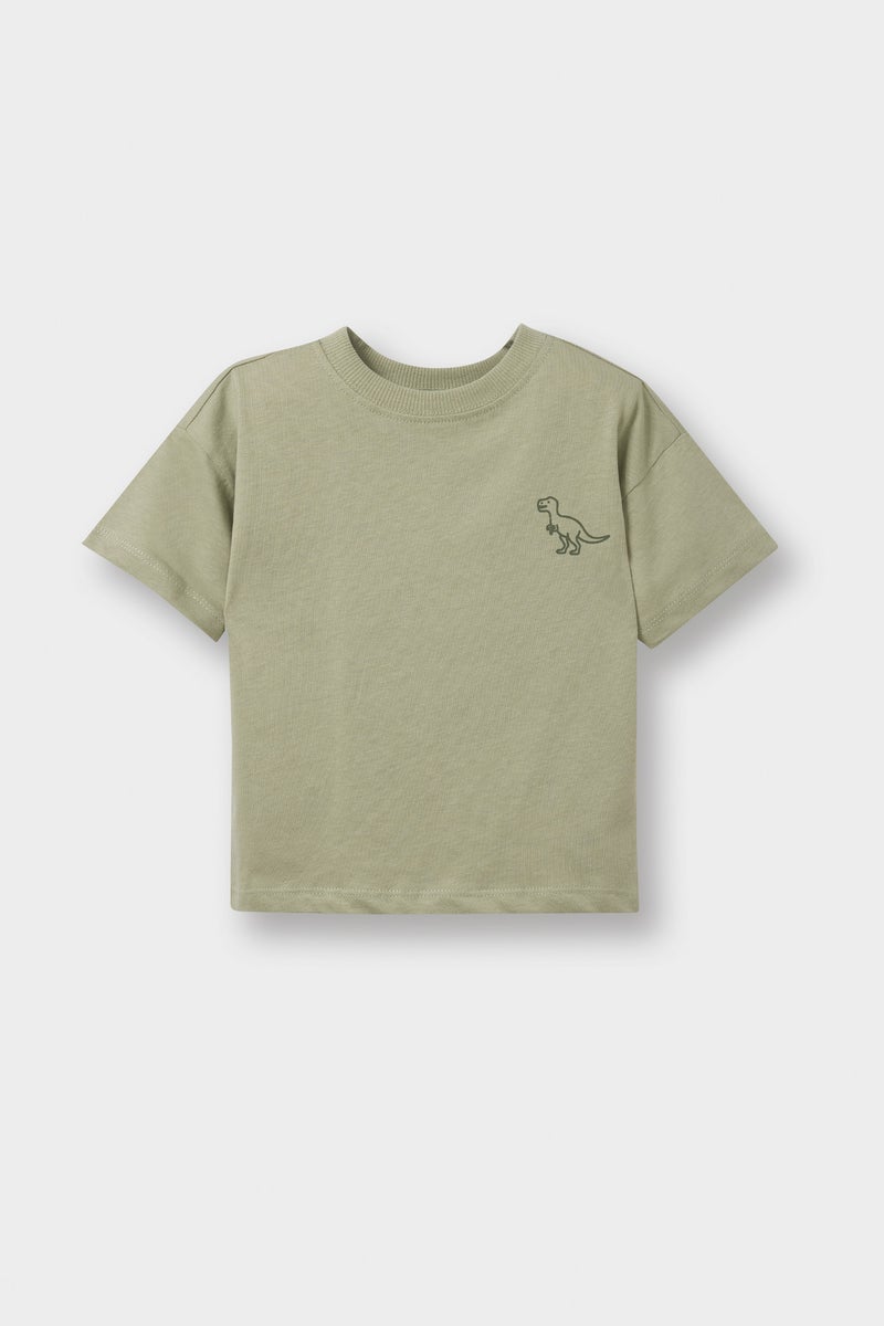 DeFacto Green BabyBoy Baby Boy Regular Fit Slogan Pattern Short Sleeve T-Shirt Casual - Image 1